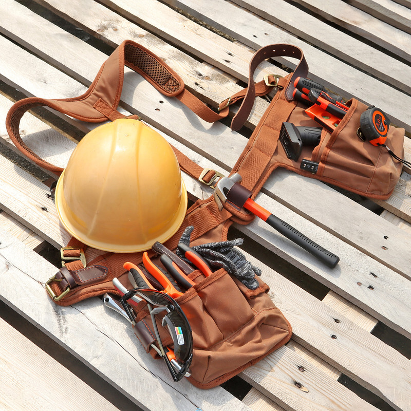 TOURBON Heavy Duty Workshop Tool Carry Suspender Bag Electrician Carpenter Pouch