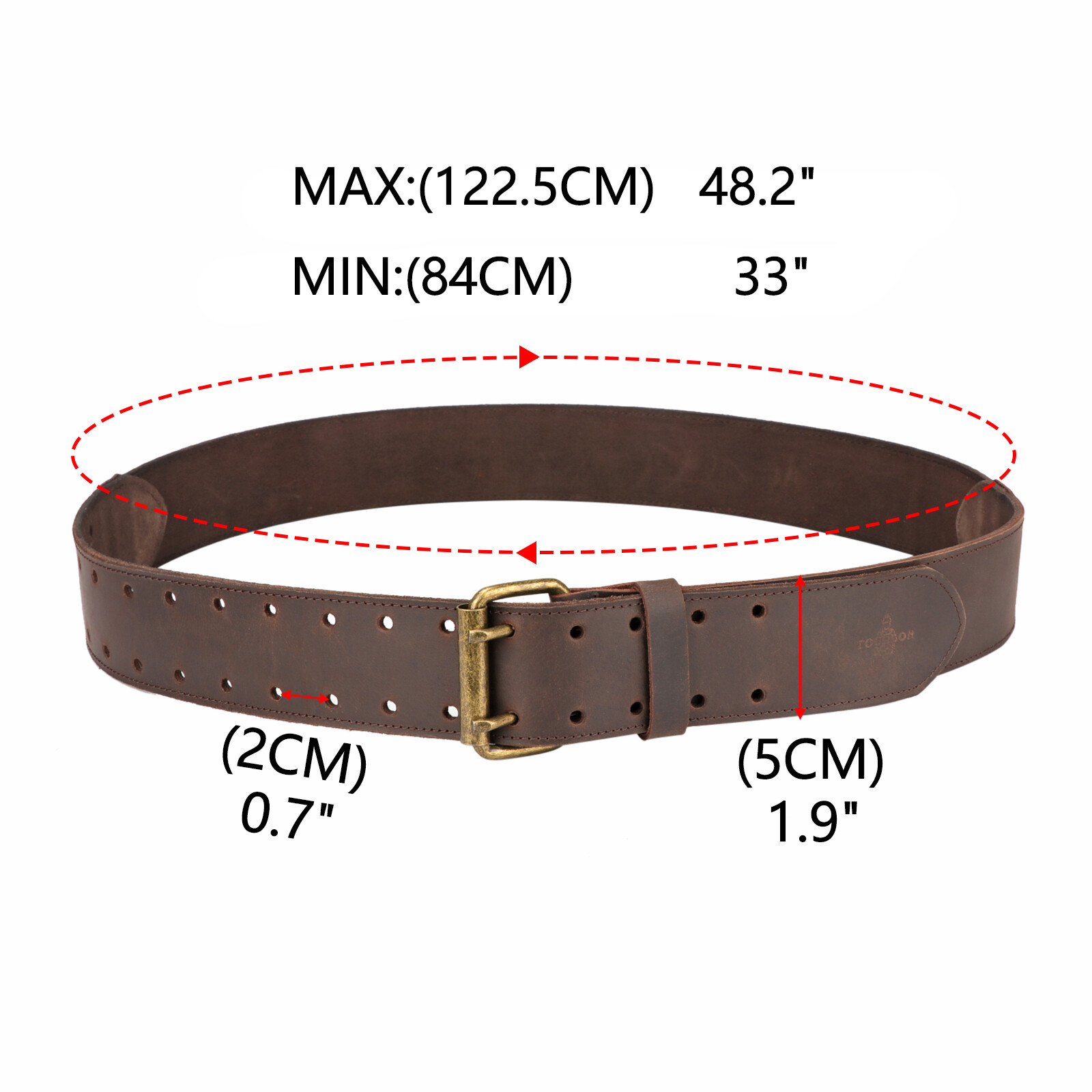 Tourbon Men Leather 2″ Wide Workshop Heavy Duty Tool Belt Removable Buckle Strap