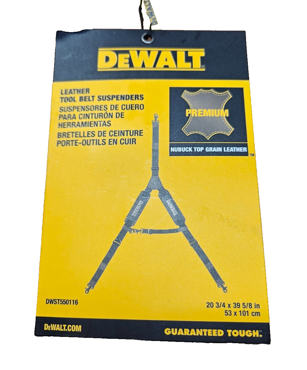 DeWALT DWST550116 Durable Leather Construction Tool Belt Suspenders