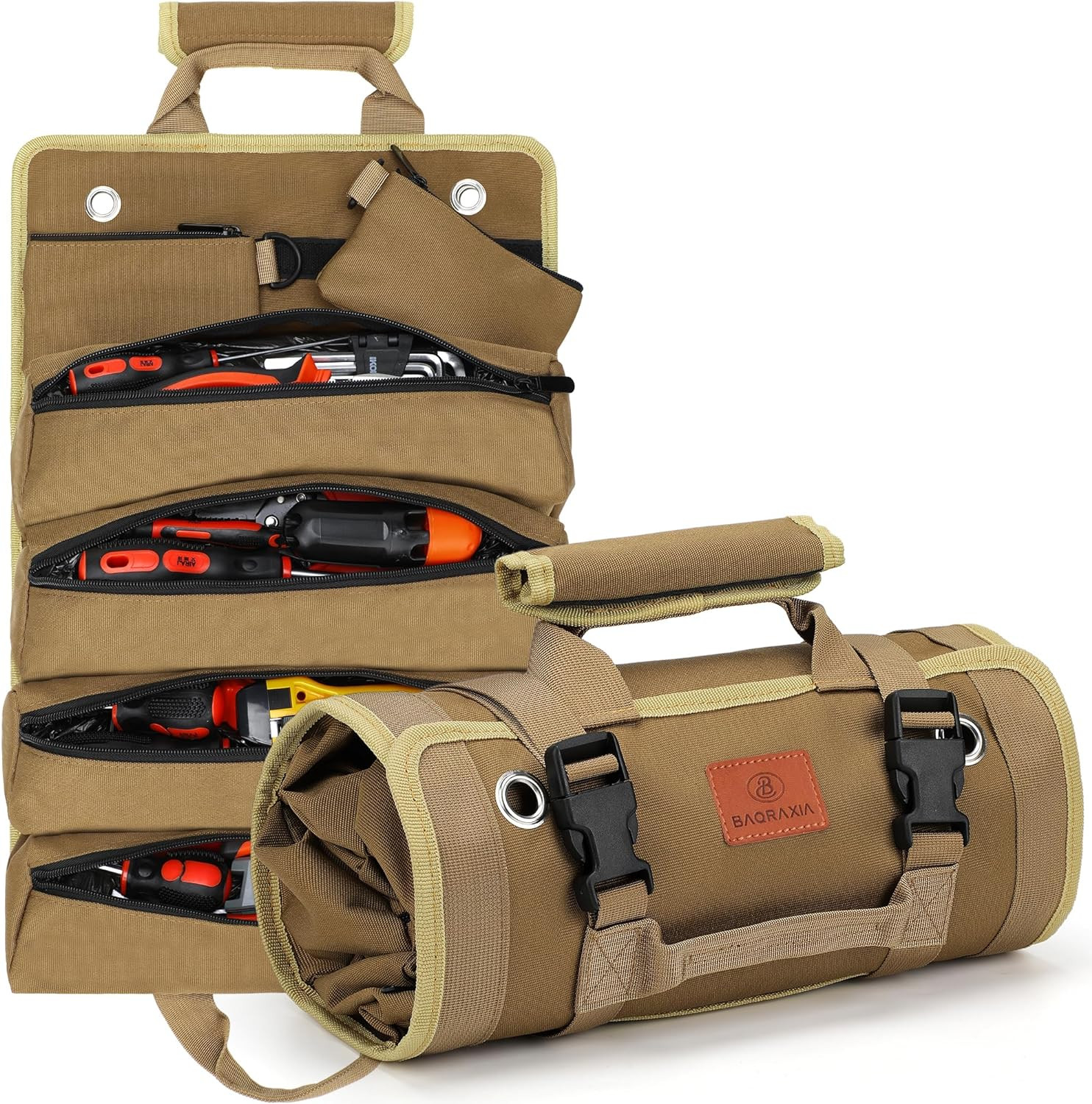 Roll Up Tool Bag Organizer – Durable Oxford Fabric, 6 Pockets, Compact/Portable