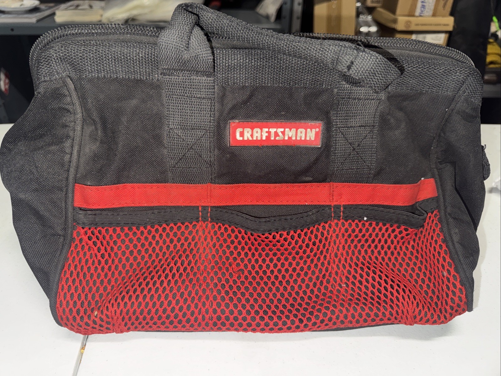 Craftsman 13″ Large Mouth Tool Bag – Black/Red