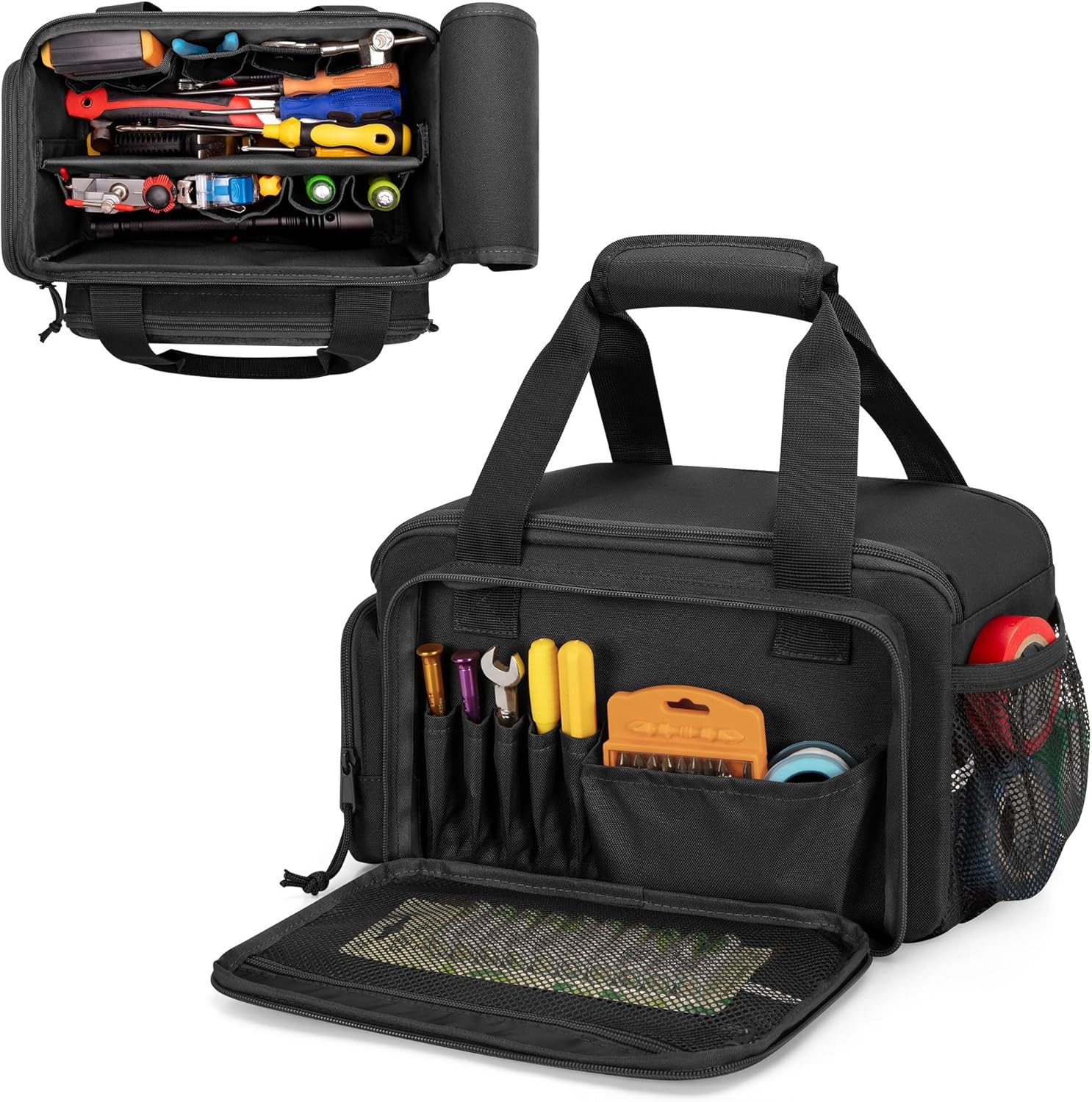 12-Inch Tool Bag with Anti-friction Bottom, Hand Storage Organizer Black