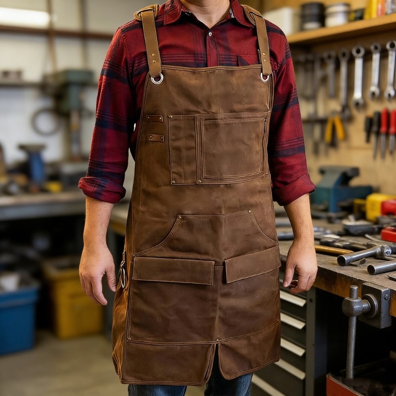 Carving Apron Ergonomic Design Front Pocket Collects Chips Effectively