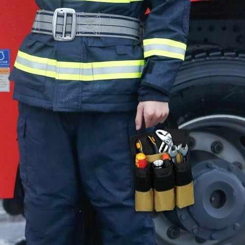 7-Pocket Firefighter Tool Pouch with Carry Handle and Flap, Fits in Bunker Gear