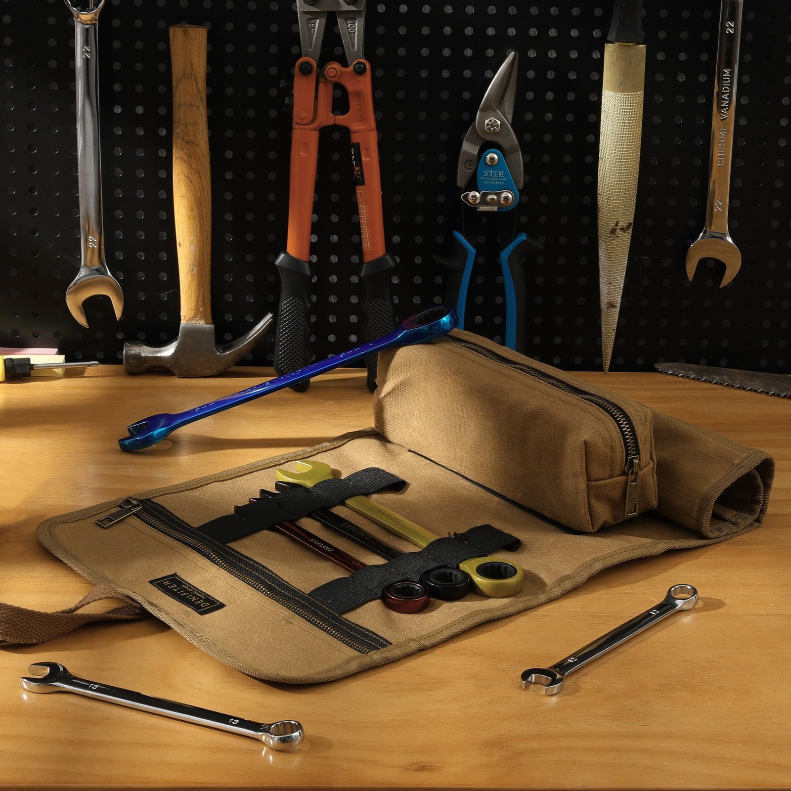 Tool Roll Organizer, Heavy Duty 16OZ Waxed Canvas Tool Bag, Multi-Purpose Rol…