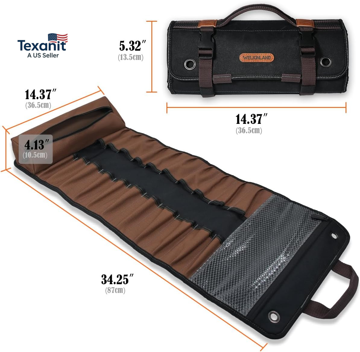 23-Pocket Canvas Tool Roll, Heavy-Duty Tool Wrap Roll, Waterproof Canvas Roll up