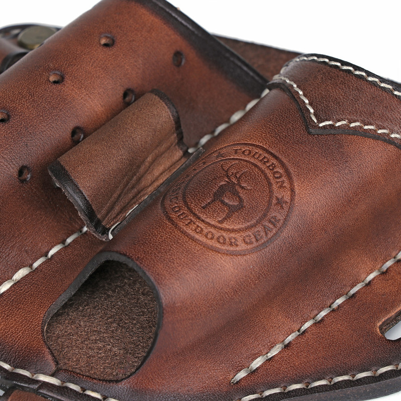Leather Camping EDC Multitool Pouch Flashlight Holder Knife Belt Holster-TOURBON