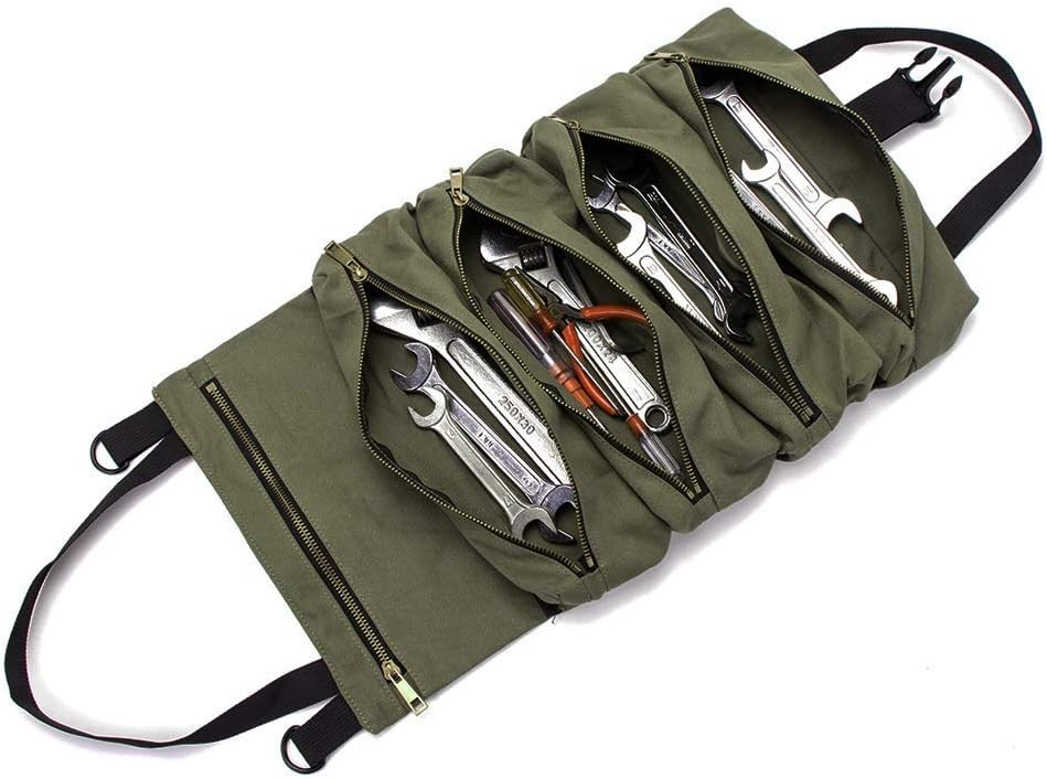 Multi Purpose Canvas Camping Gear Tool Roll Wrench Roll up Pouches Bag
