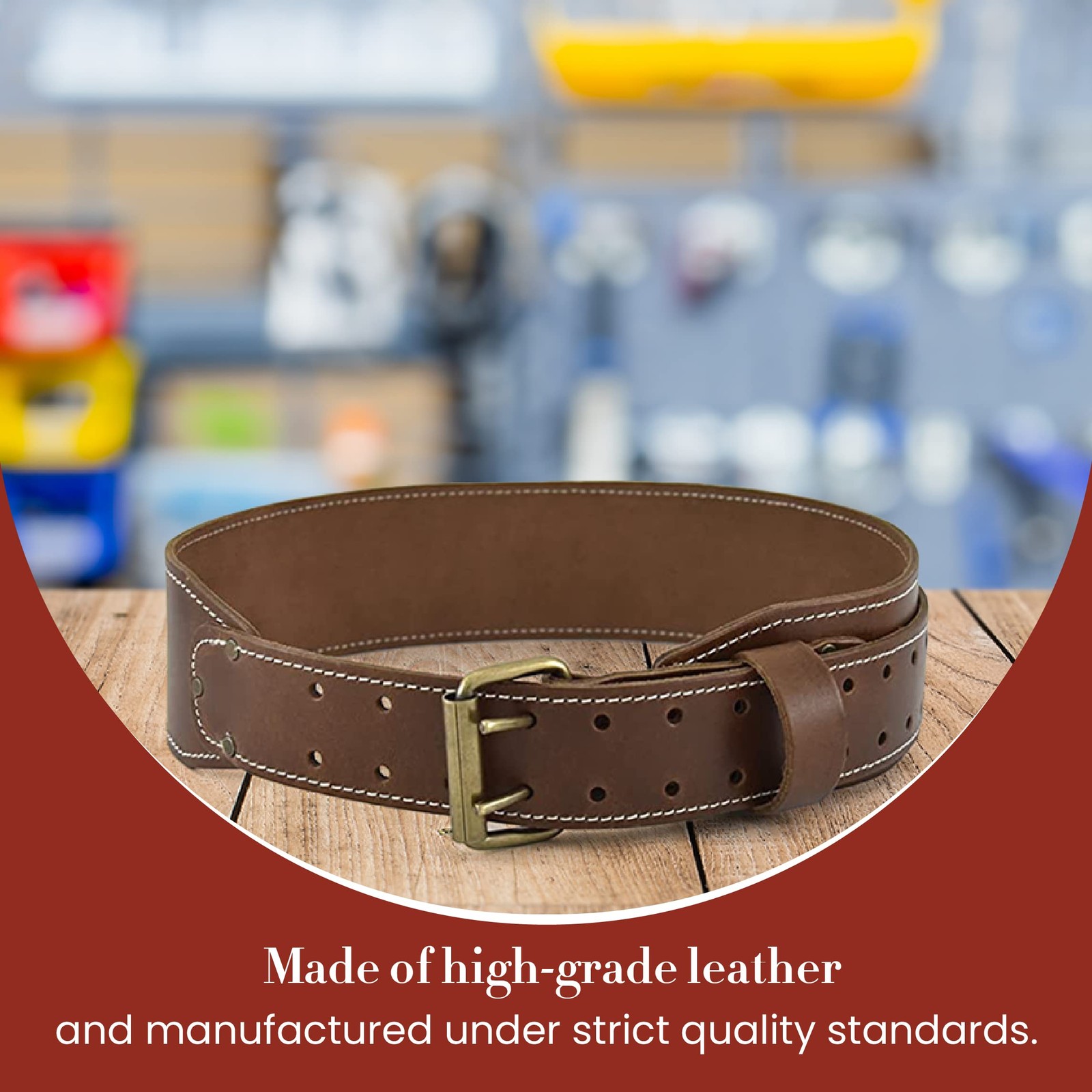 – 3″ Wide Tapered Full-Grain Leather Work Belt, Durable and Rugged Belt, Dark…