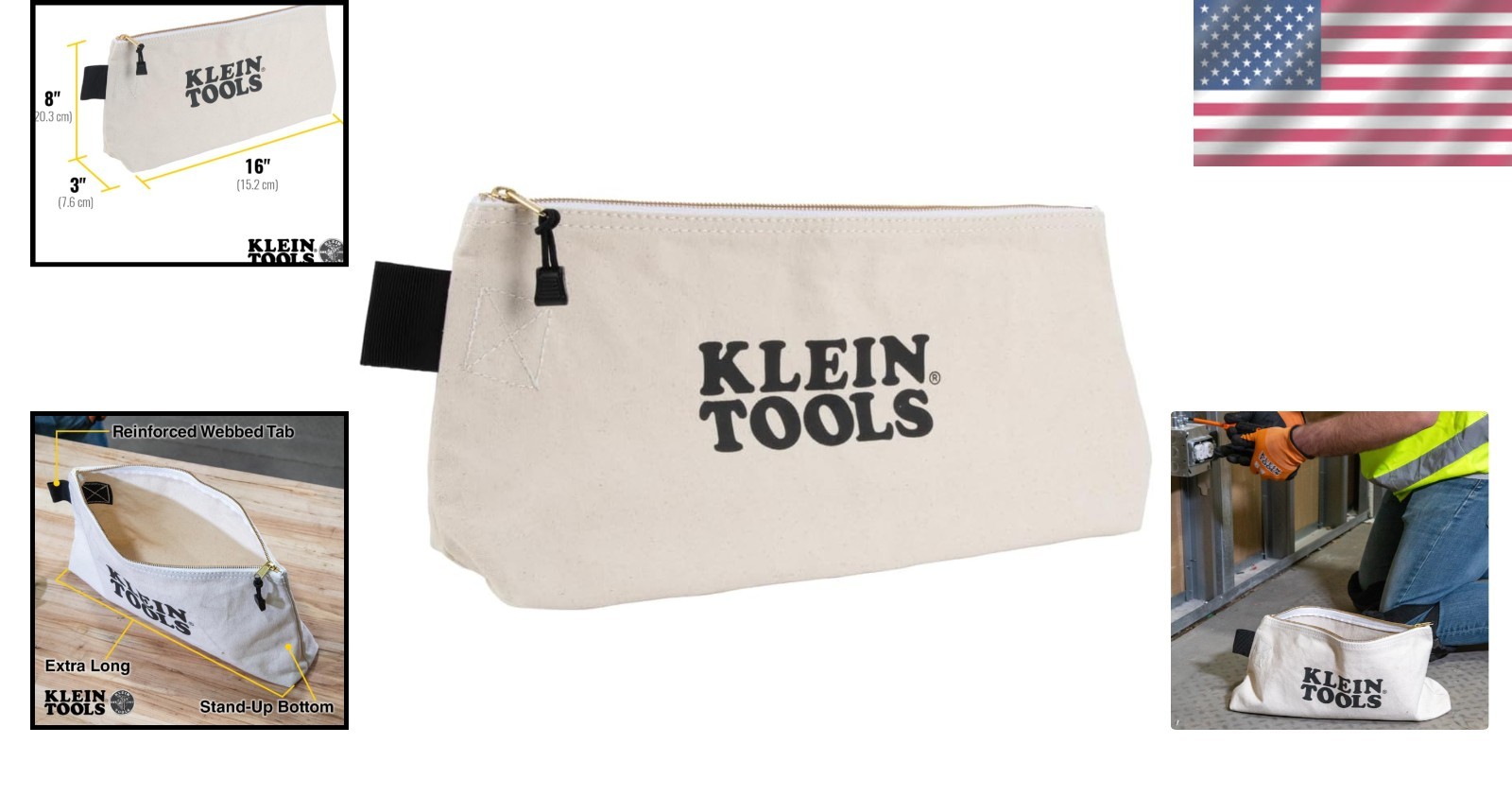 Durable 16-Inch Zipper Tool Pouch – Heavy-Duty with Stand-Up Bottom & Webbed Tab