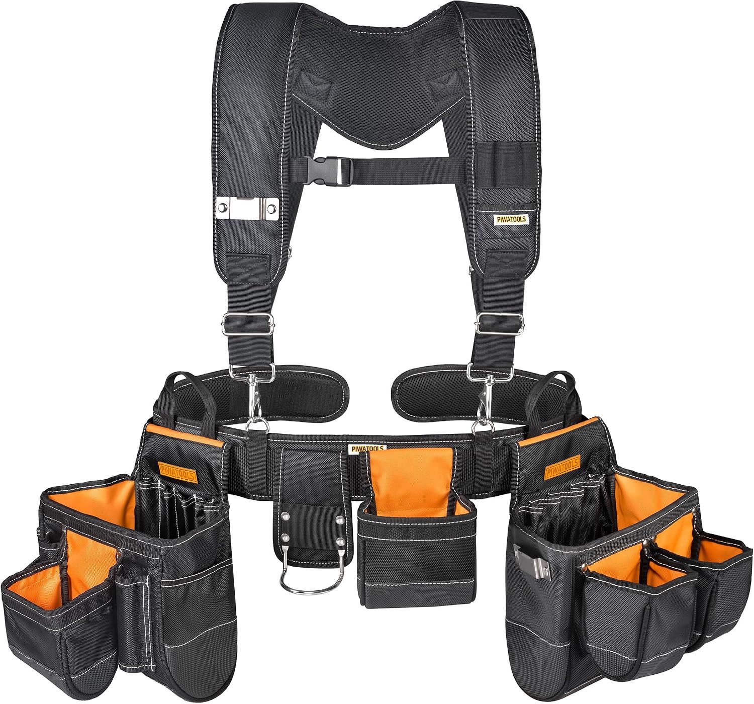 7-Piece Heavy-Duty Tool Rig with Padded Suspenders | Built for Framers & Contrac