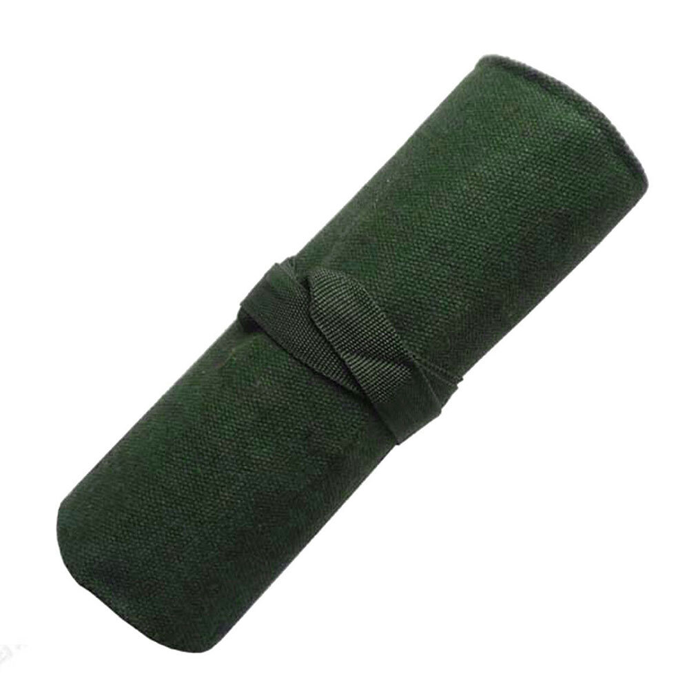 10Pockets Canvas Spanner Wrench Tool Roll Up storage bag Organizer Pouches Case~