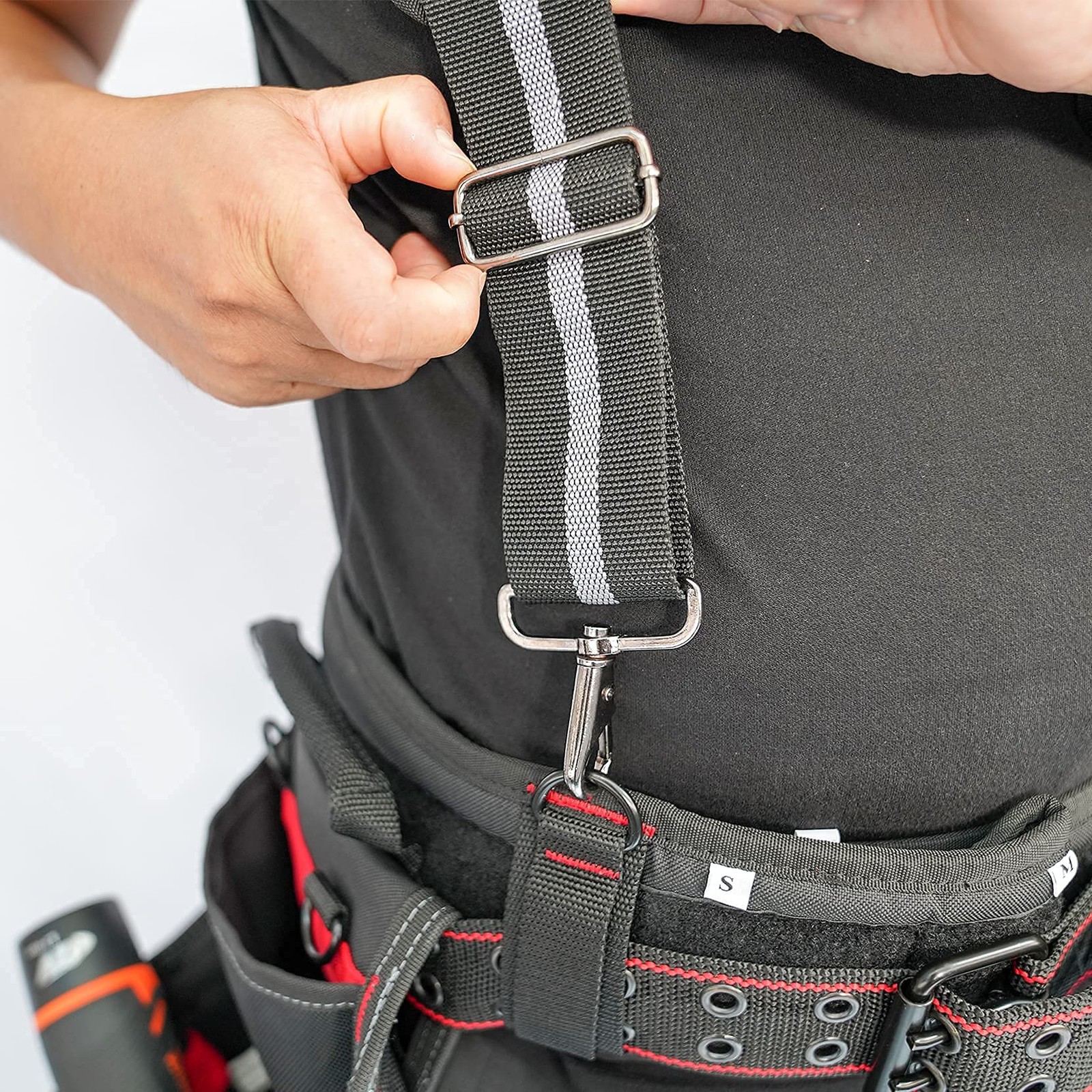 Tool Belt Suspenders Construction Work Detachable Phone Holder Foam Pad Grey