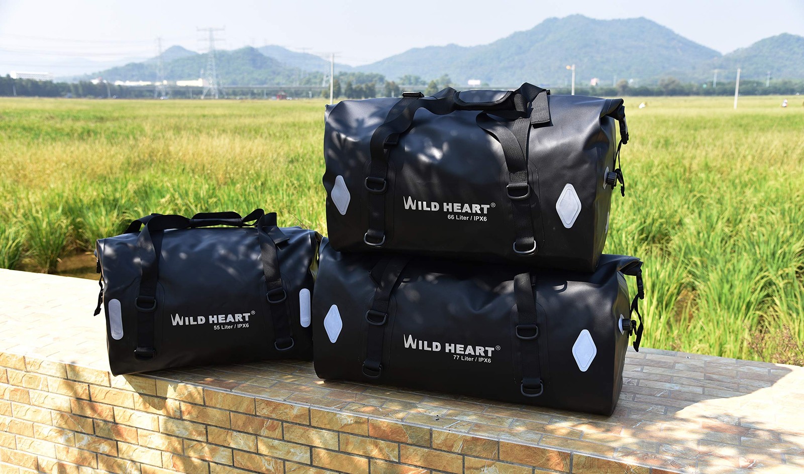 Waterproof Motorcycle Dry Duffel Bag 55L 66L 77L for Travel & Outdoor Adventures