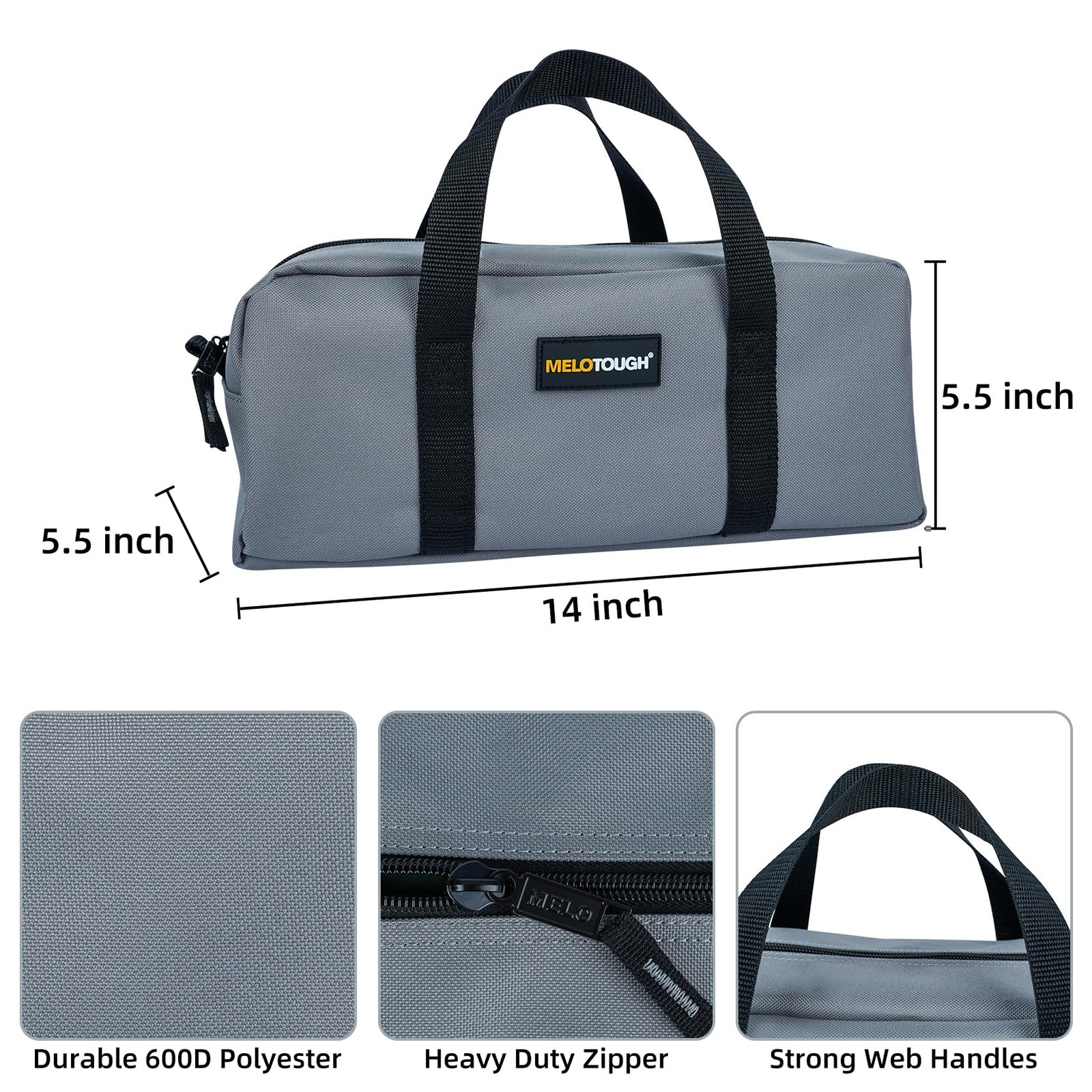 2 PCS Utility Tool Tote Bag Combo Kit Medium Organizer 14 Inch Black Grey