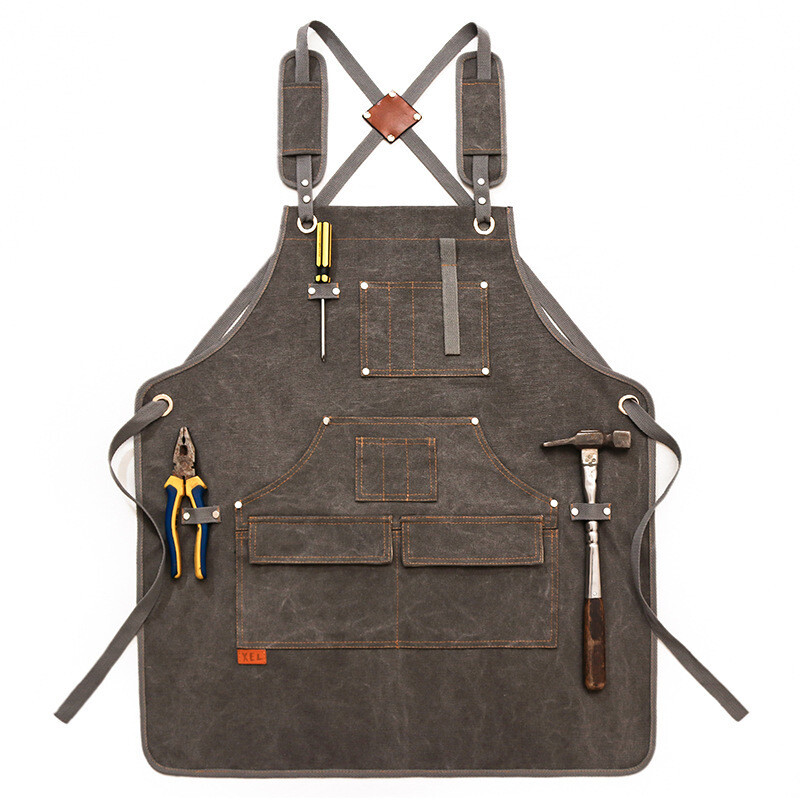 Denim Canvas Apron Adjustable Strap Work Apron For Wood Craft Man Artisan Garden
