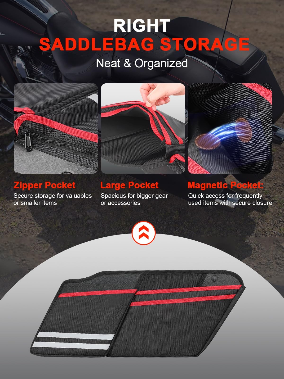 2-Pack Motorcycle Saddlebag Organizer Compatible with 2014-2025 Harley Davids…