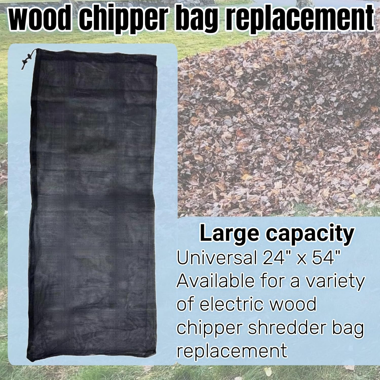 24 “X48 Large Capacity Adjustable Opening Wood Chipper Bag, Reusable Wood Chippe