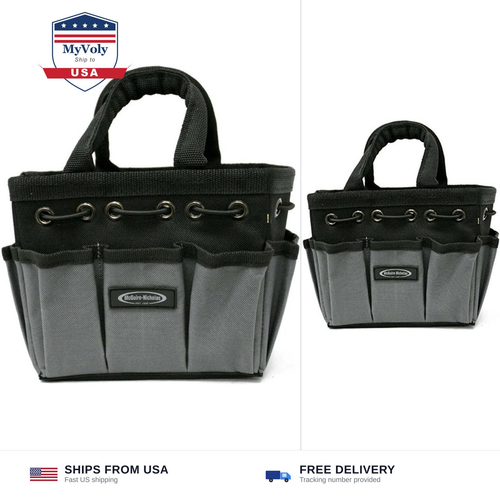 McGuire-Nicholas Mighty Bag Compact Tool Storage Tote, 7in, 1 Count, Grey | F…