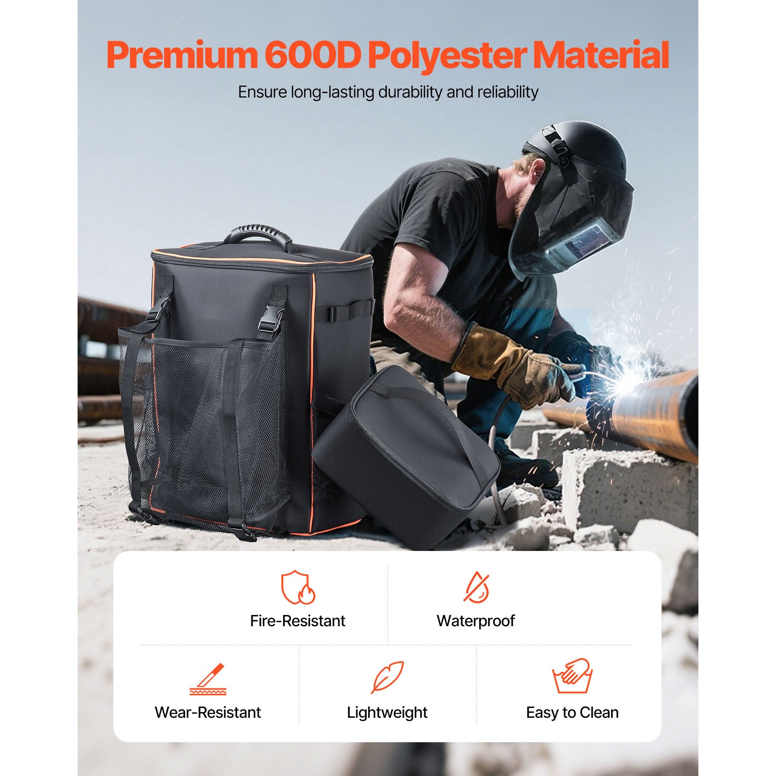 Uimoso 33L Welding Backpack 600D Polyester Tool and Helmet Storage Bag
