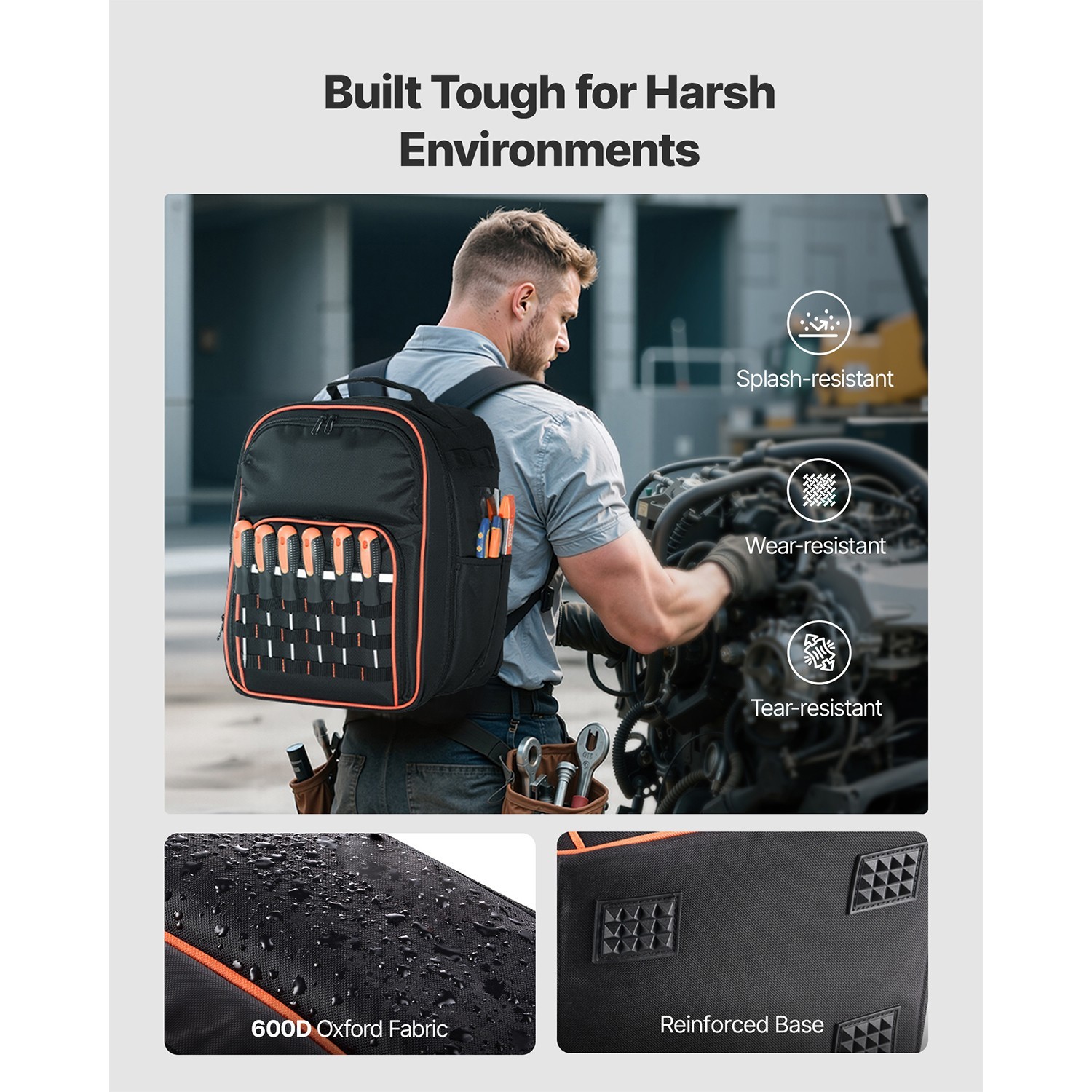 Tool Backpack with 49 Pockets, Durable Storage Organizer for Tools, Work Bag