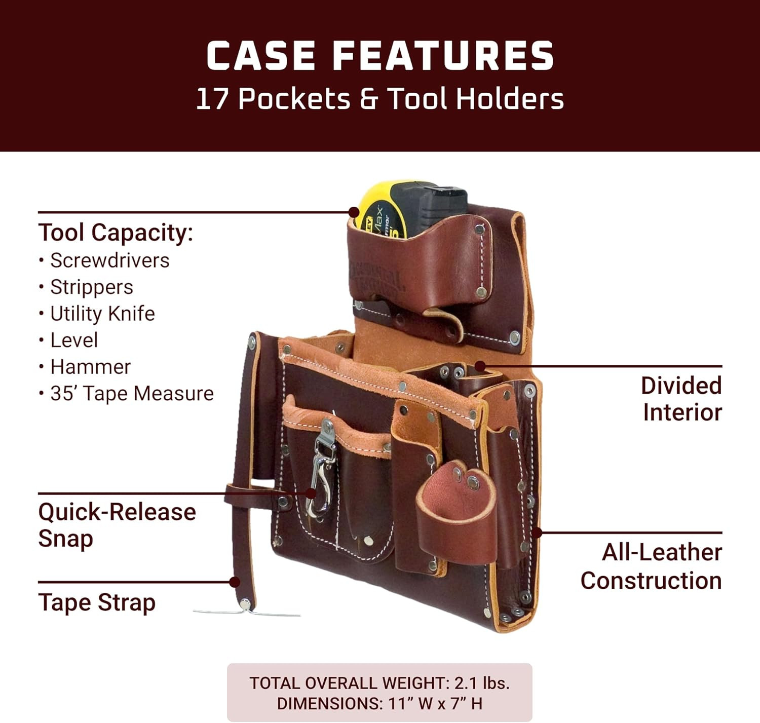 Engineer’S Tool Case – 17 Pockets & Tool Holders – Made in USA