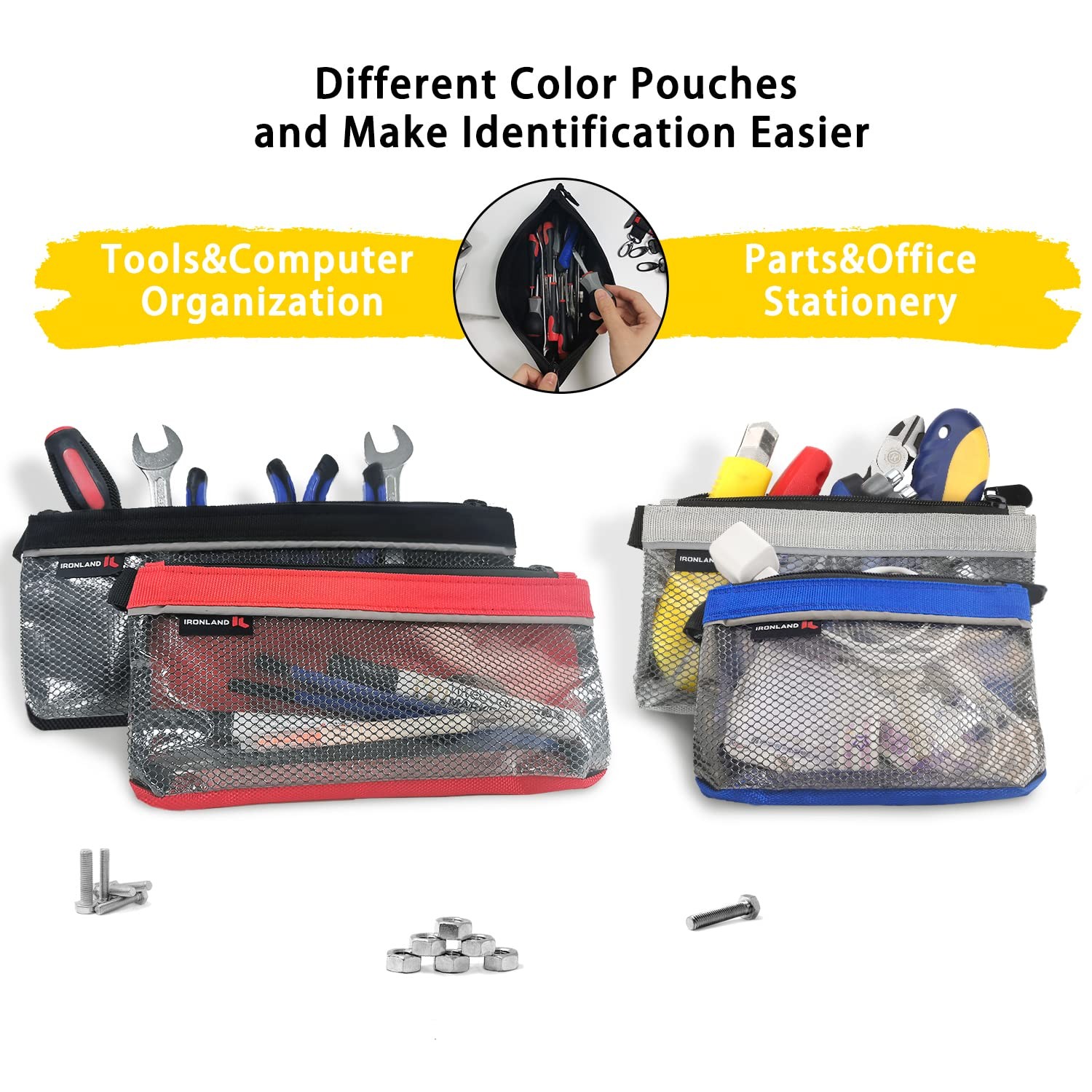 Zipper Pouches Small Tools Bag Waterproof Mesh Travel Clear Cosmetic 4 Pack