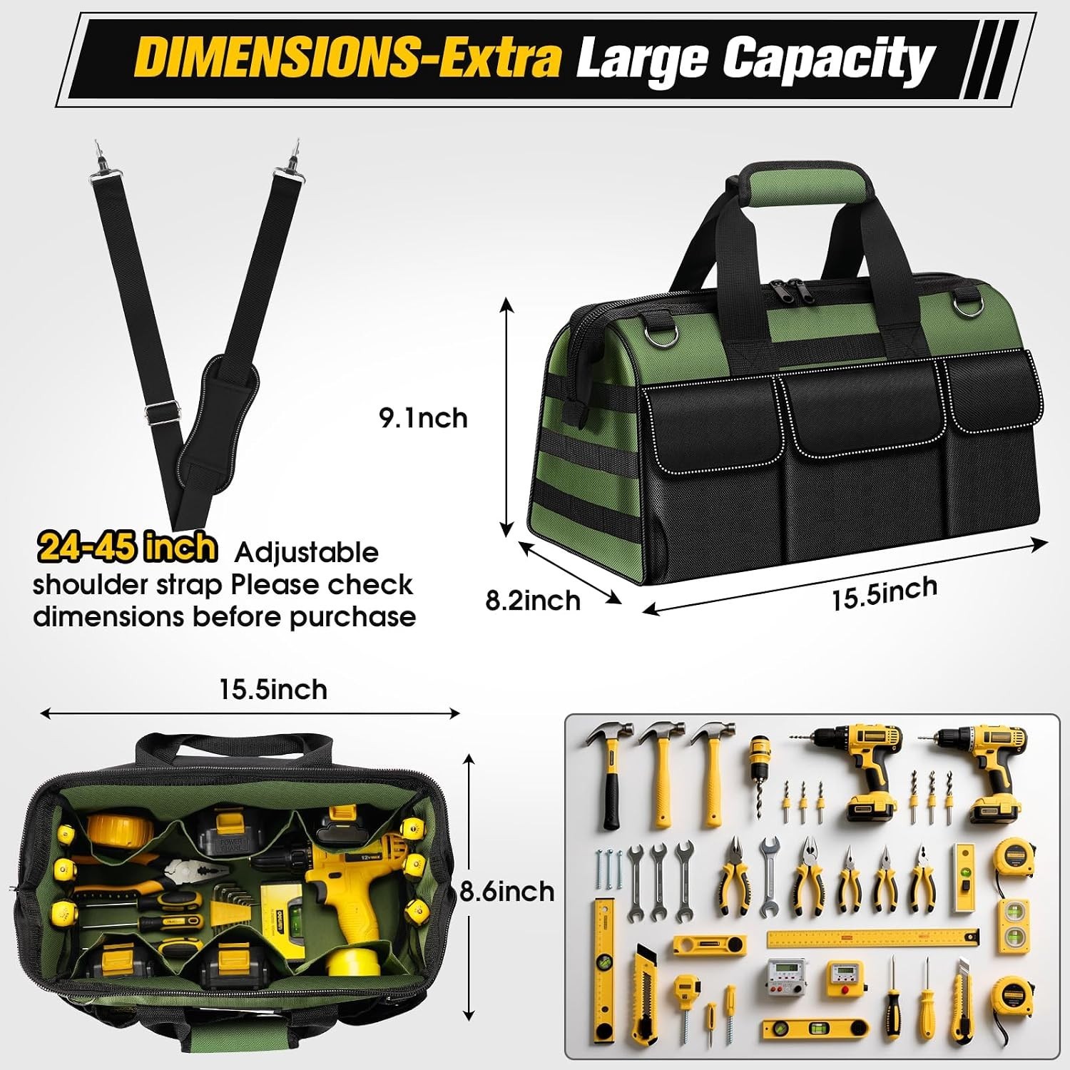 Wide Mouth Electrician Toolbox – 16-Inch Heavy Duty Organizer for Easy Access
