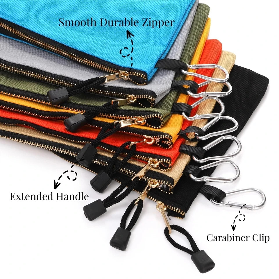 7 Pack Canvas Tool Pouch, 16 OZ Heavy Duty Zipper Utility Bags, 12″ x 7″ Mult…