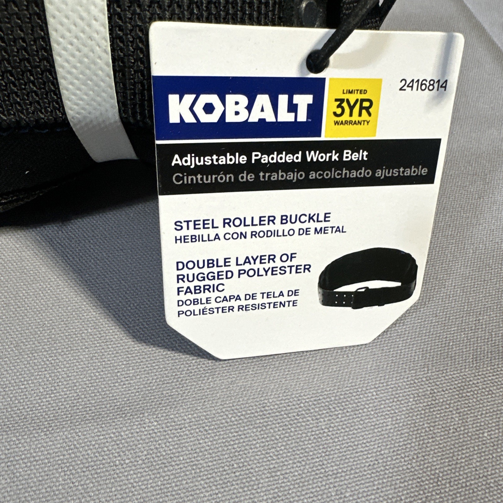 Kobalt General Construction Polyester/Leather Adjustable Padded Tool (Work) Belt