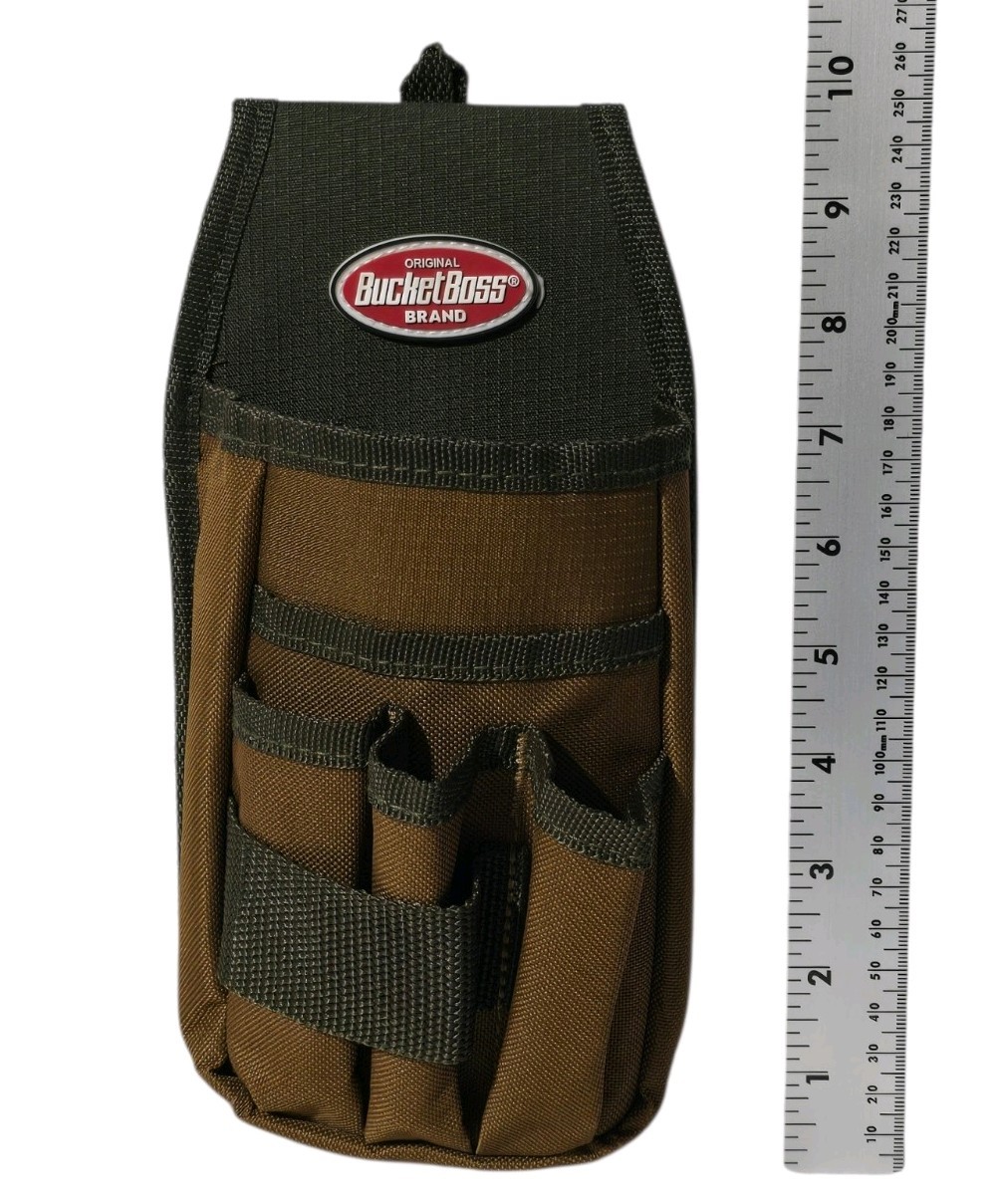 Bucket Boss Tool Pouch Polyester Flap Closure Belt Loop Brown/Black