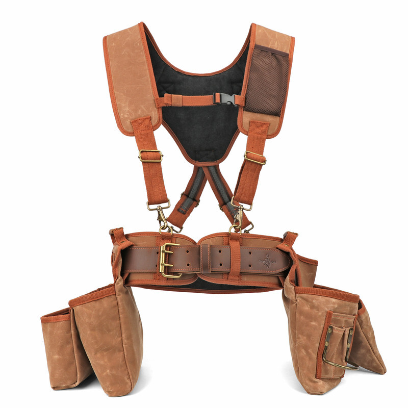 TOURBON Electrician Suspenders Carpenter Canvas Framer Tool Carry Rig Belt Bag