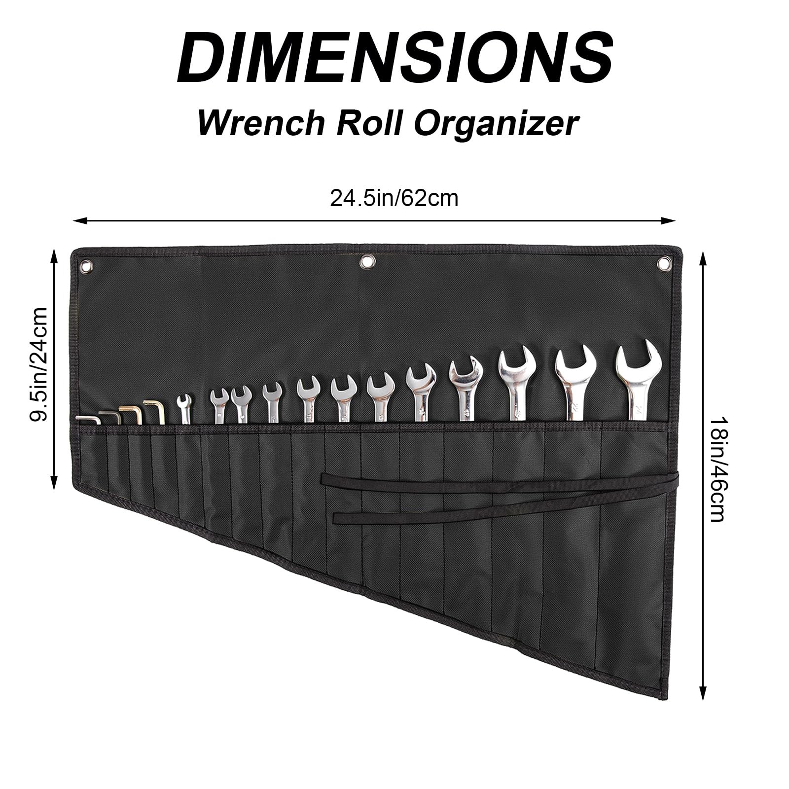 YLZZMDQSZ Wrench Organizer,Tool Roll Pouch – 16-Pocket Waterproof Black