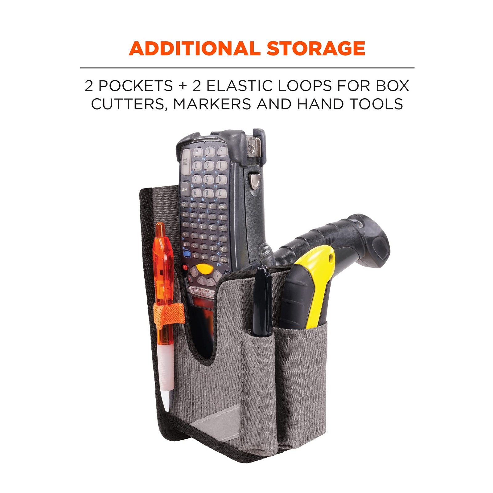 Utility Holster Pouch For Barcode Scanners Large Gray Durable Abrasion Resistant