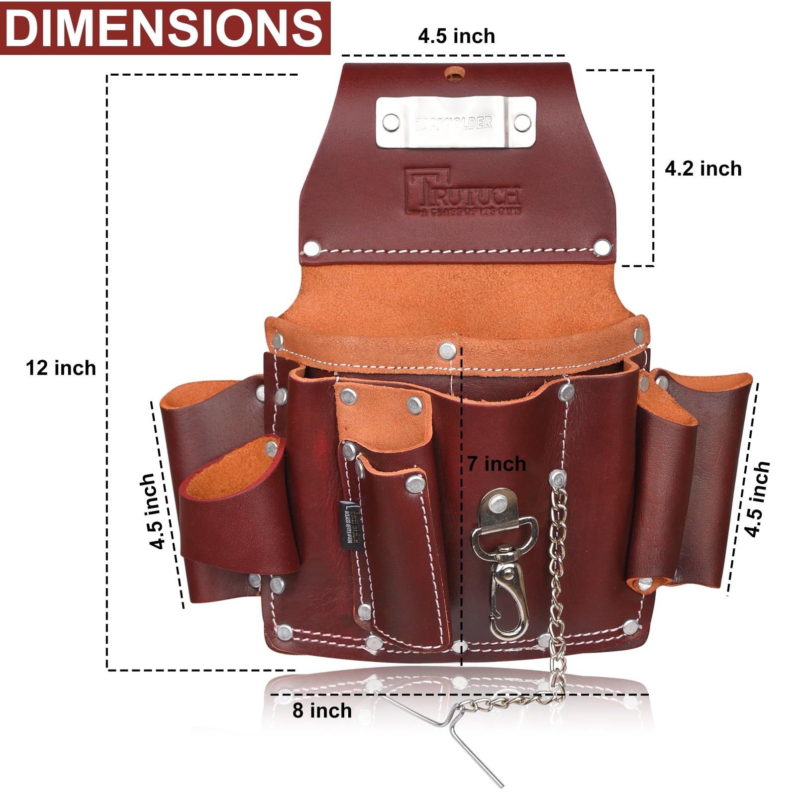 Maroon Grain Leather Electrician’s Tool Pouch | Carpenter Electric Tool Pouch…