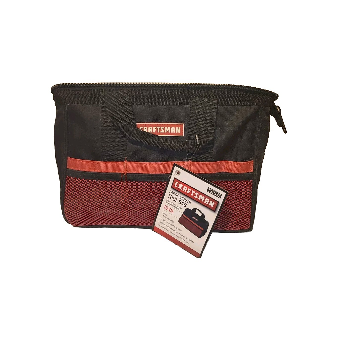 Craftsman 13″ Large Mouth Tool Bag – Black/Red