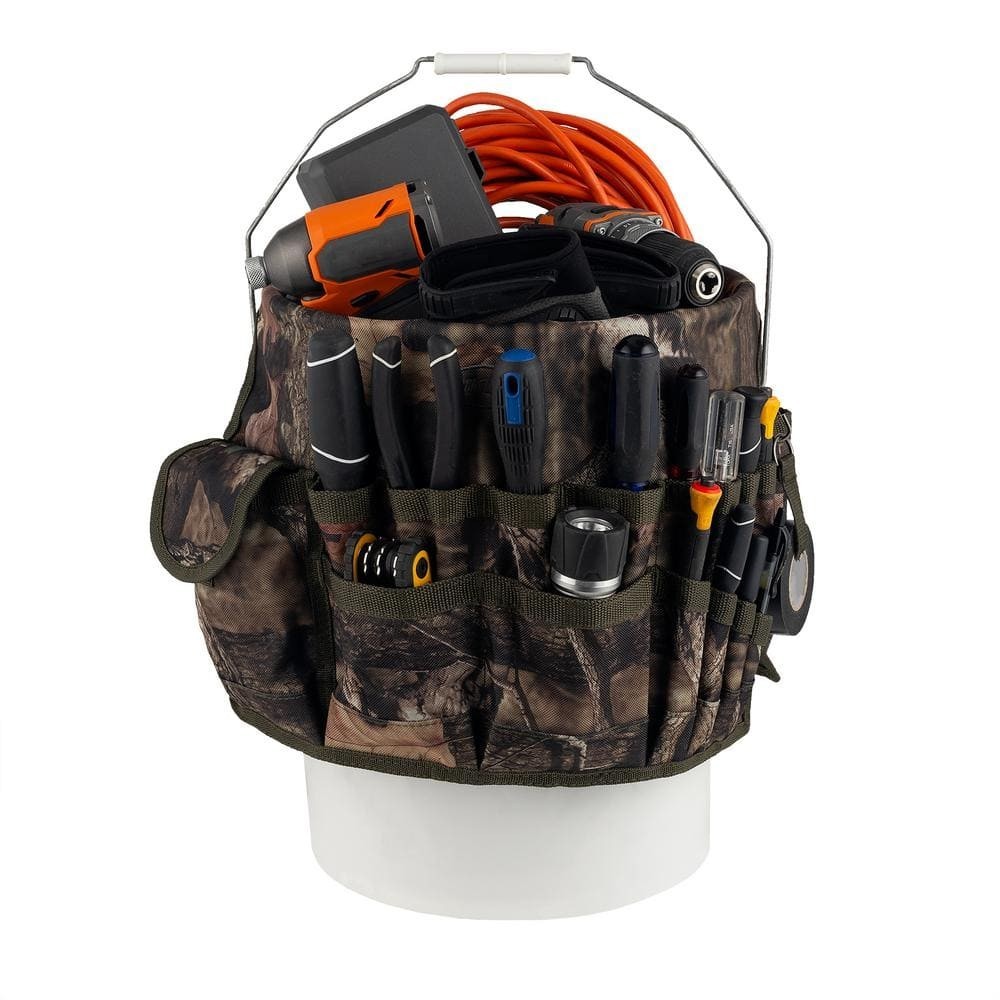 Mossy Oak Camo Bucketeer – 5 Gal. Bucket Tool Storage Organizer 600 Denier Poly