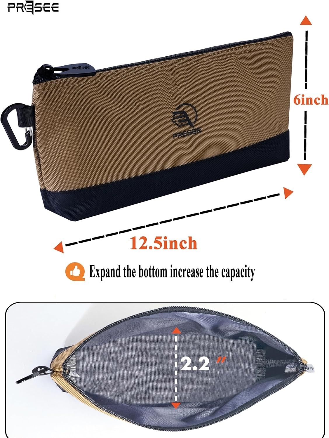 12.5-Inch Heavy-Duty Nylon Tool Pouch with Carabiner – Organized Convenience