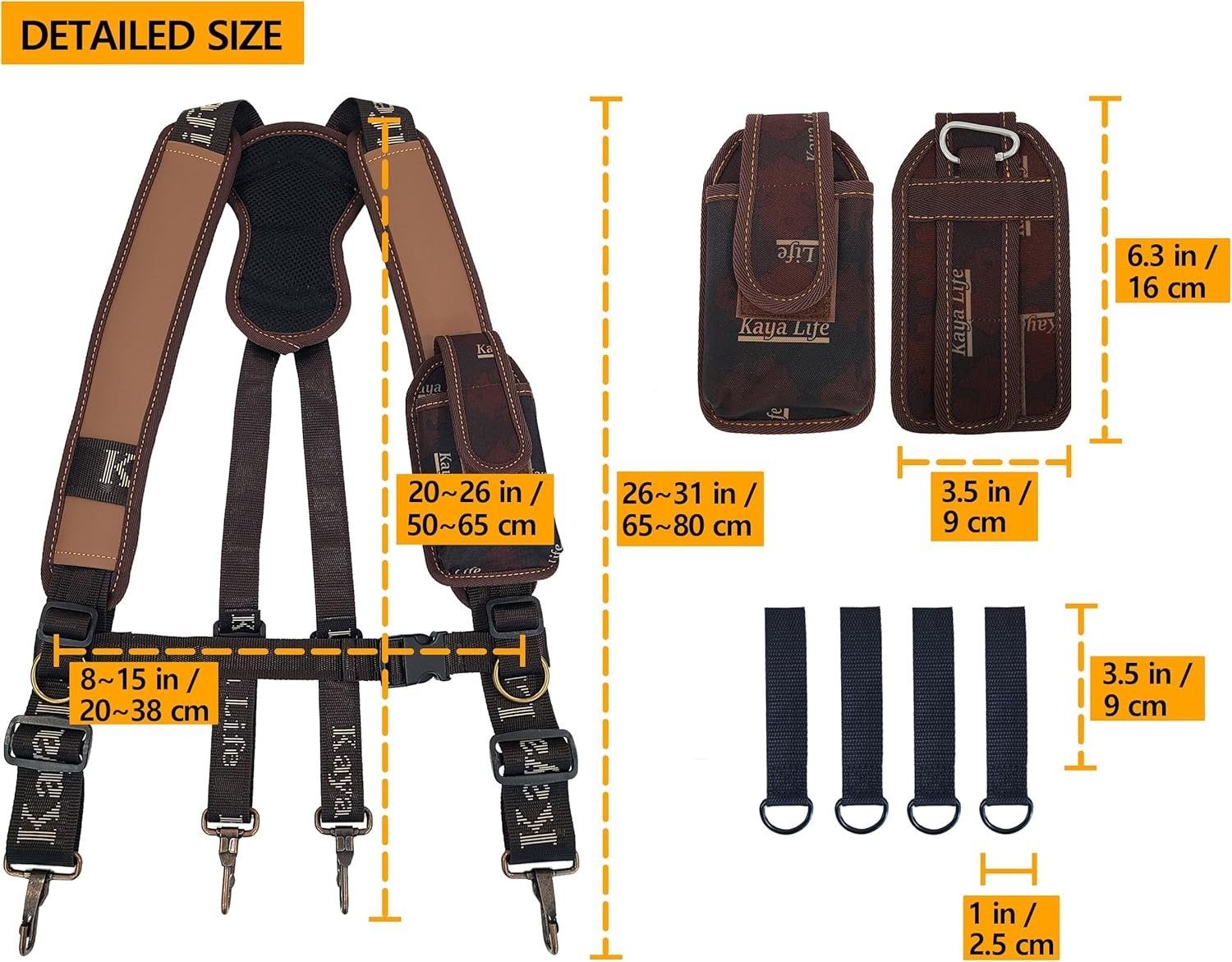 Multi-Functional Tool Belt Suspenders with Detachable Phone Pouch – Gift for Men