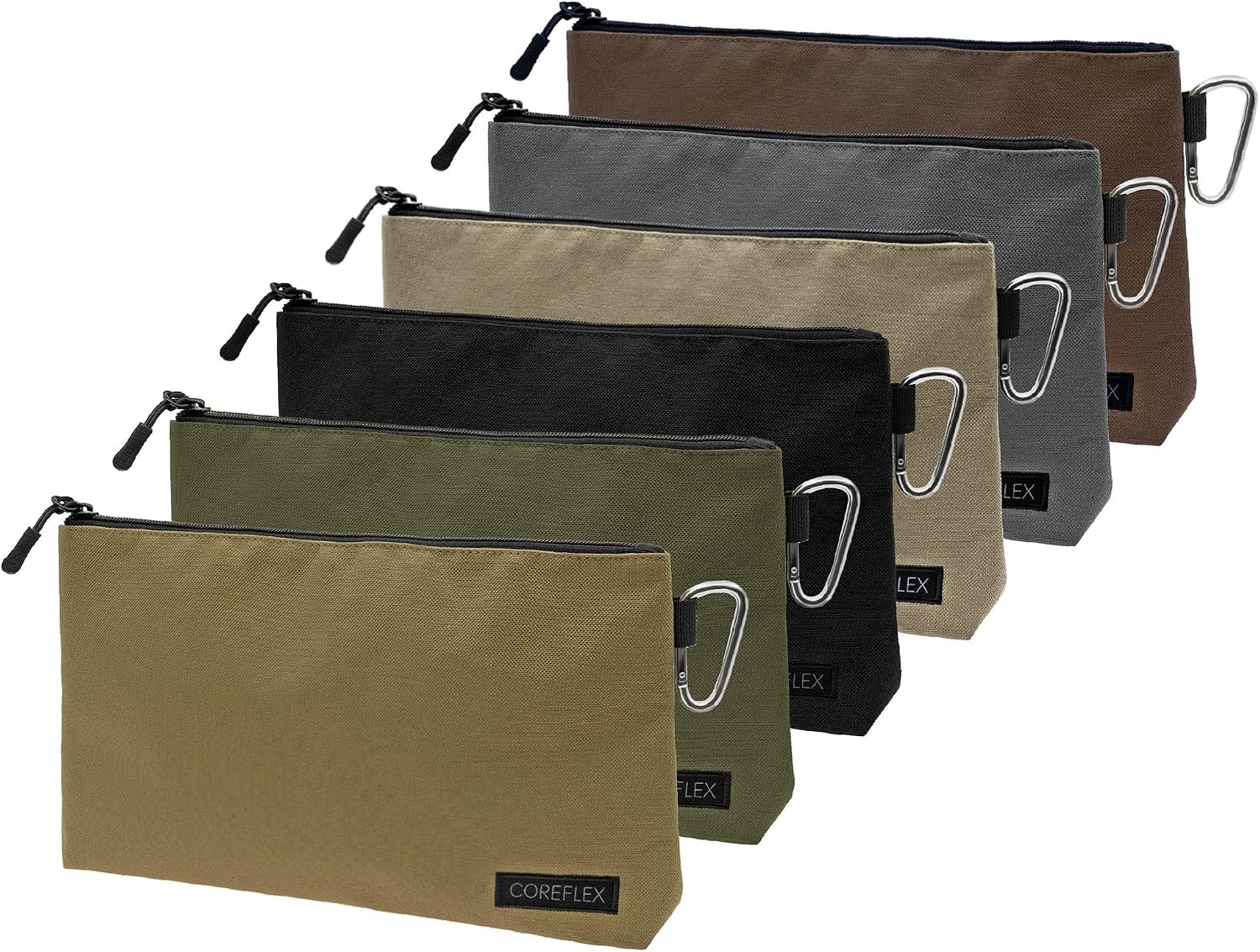 Canvas Storage Pouch Set, Flat Bottom, 6-Pack, YKK Zipper