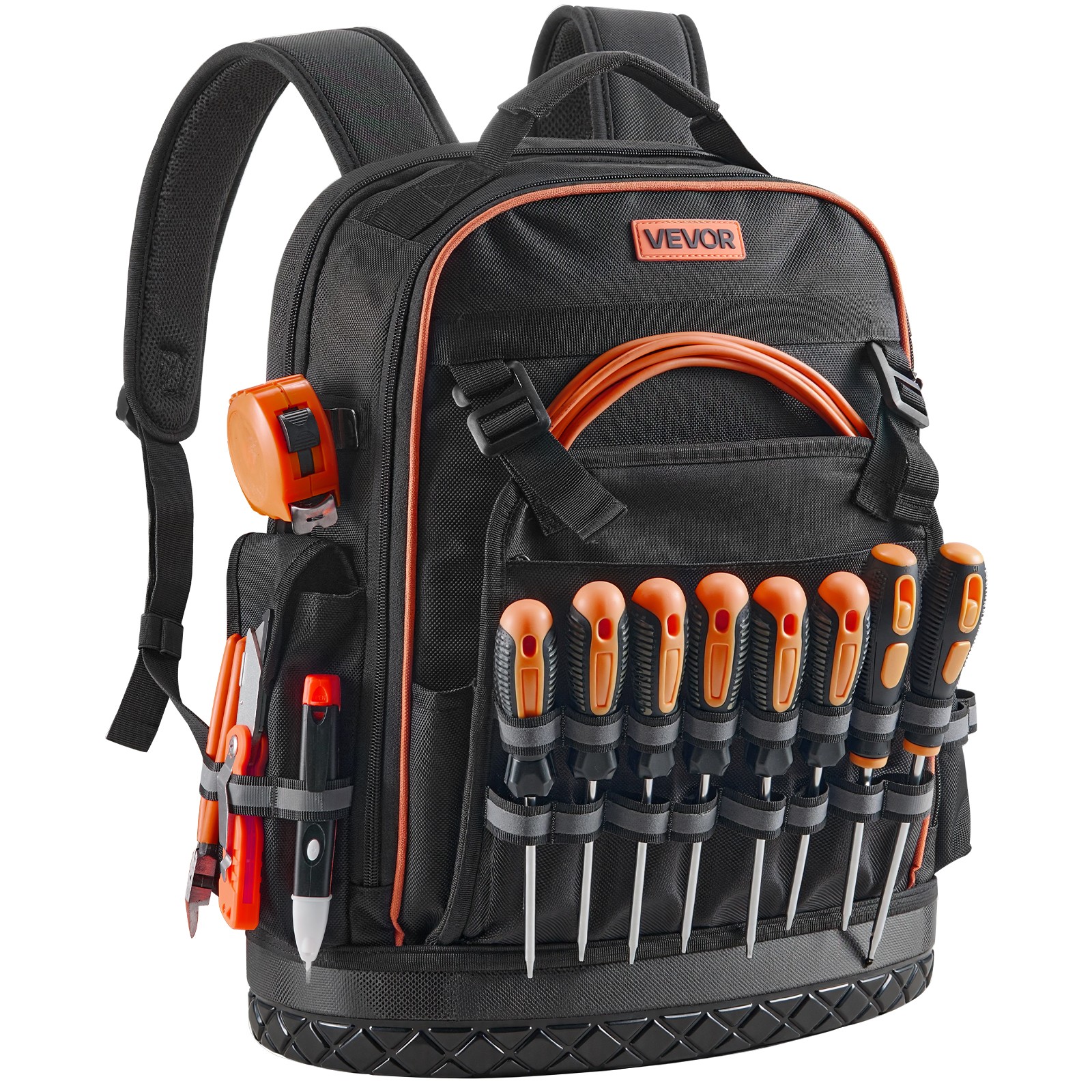 VEVOR Tool Backpack 64 Pockets Tear-resistant Jobsite Backpack for Electrician