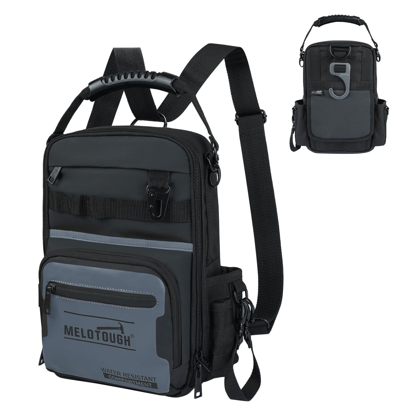 MELOTOUGH Small Tool Backpack for Men 30 11″L x 5.5″W x 13.6″H, Grey