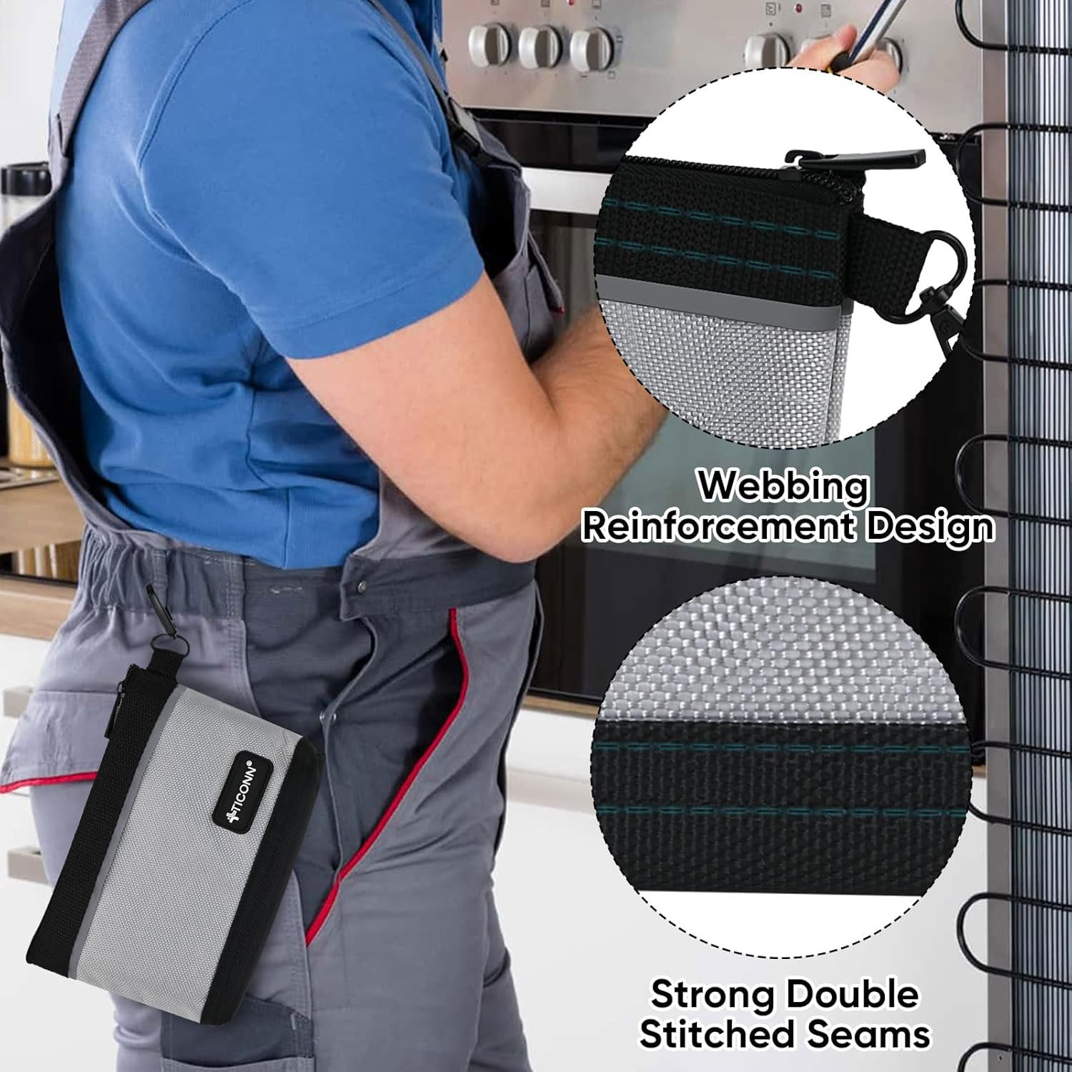 TICONN Tool Pouches with Zipper, 1680D Oxford Small Tool Bags, Waterproof Utilit
