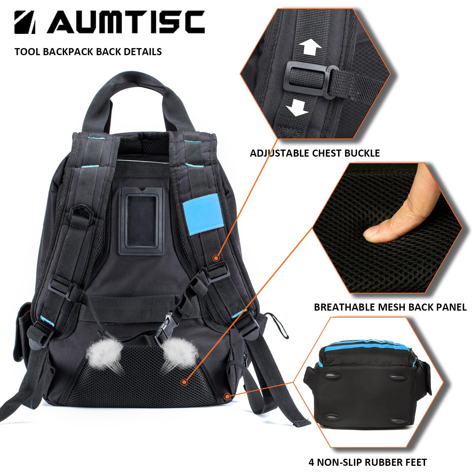 Tool Bag Backpack for Men, Large Heavy Duty Tool Bags with 49 Pockets Waterpr…