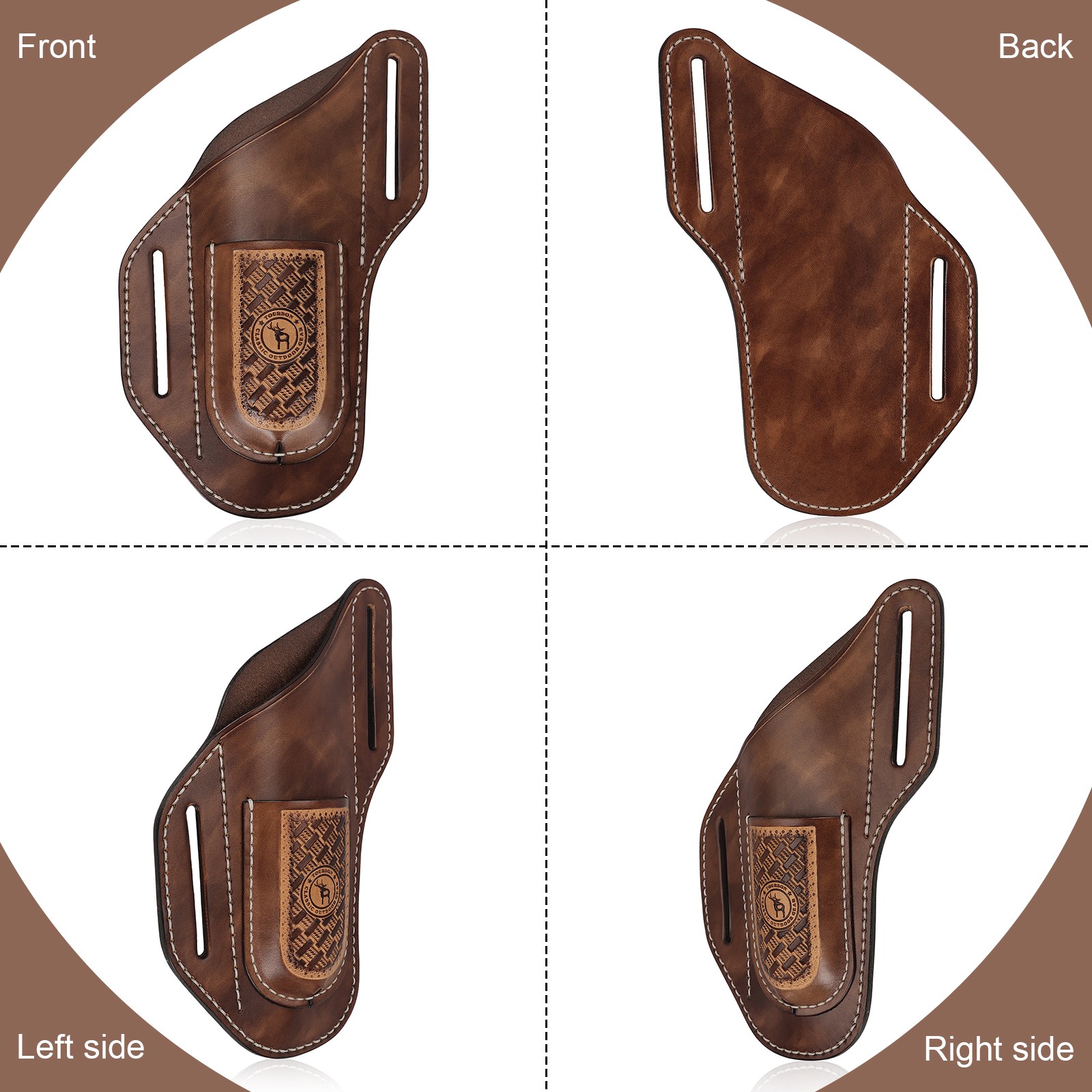 Tourbon Leather 2-in-1 Tool Pouch Folding Knife Pliers Pocket Belt Loop Holster