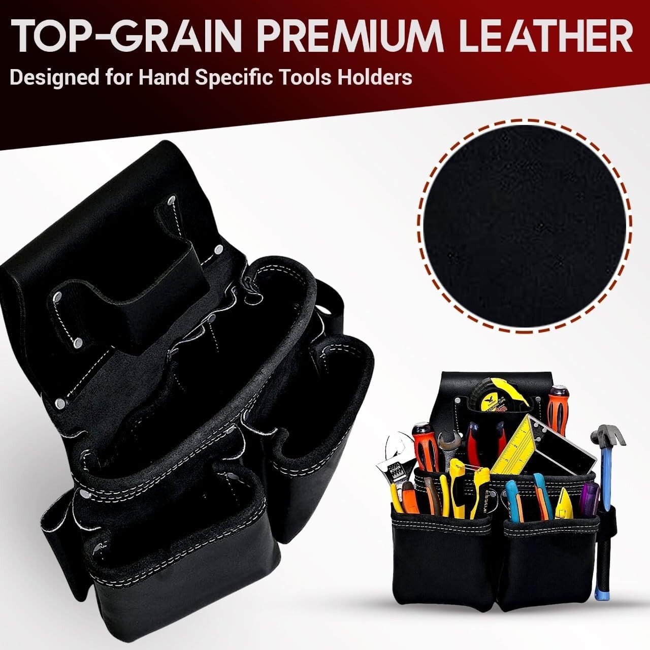 2PK Adjustable Pouch Suspender Tool Belt – 19 Pockets from Occidental Black
