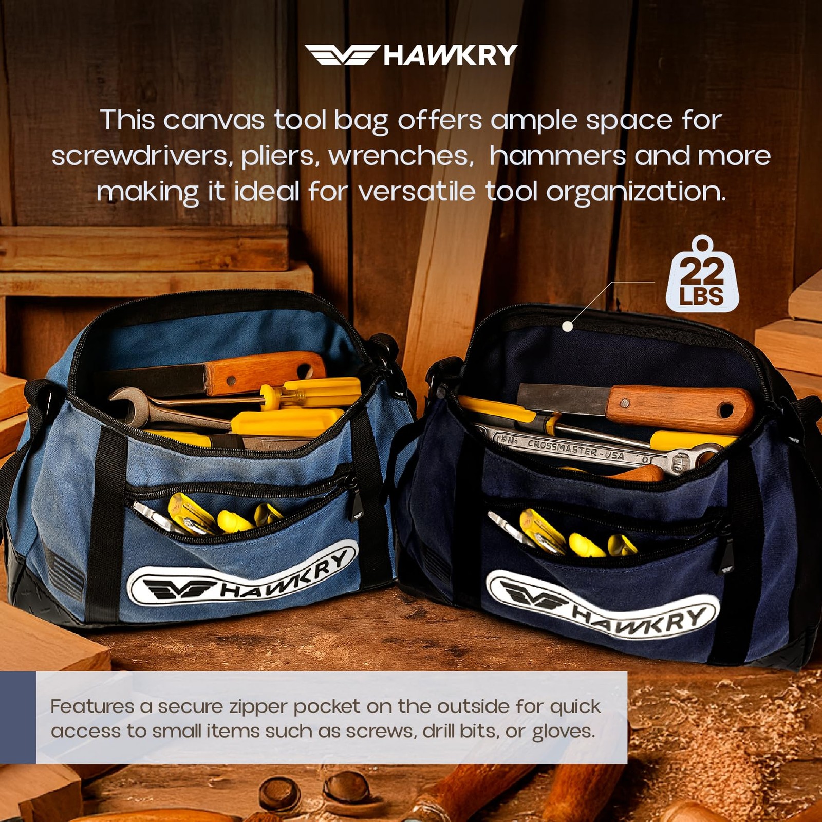 HAWKRY Canvas Tool Pouch Set (4 Pack) – Heavy Duty Tool Organizer Bags with