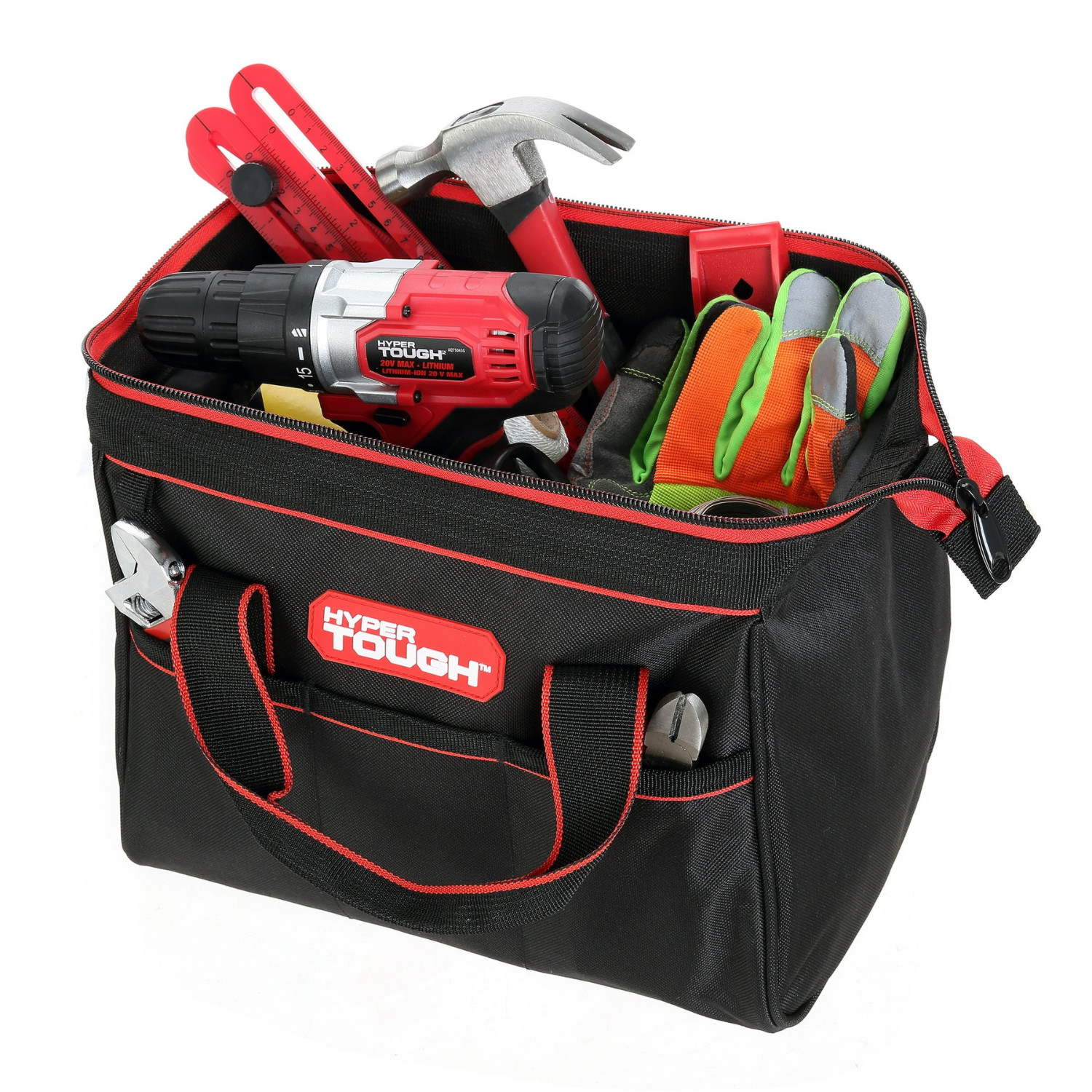 12 Inch Hyper Tough Polyester Tool Bag, with Full-Length Zipper and Double Strap