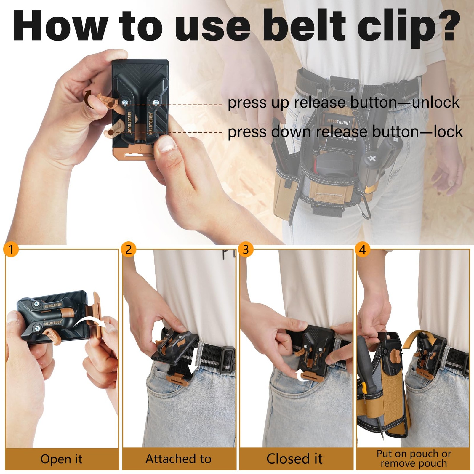 Melotough 7-Pocket Technician Pouch-Small Tool Belt Pouch Belt Clipclip On