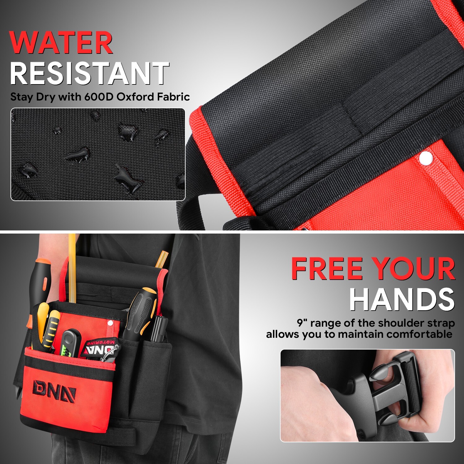 Electrician/Craftsmen/Gardening Portable 2-in-1 Canvas Shoulder&Waist Tool Bag